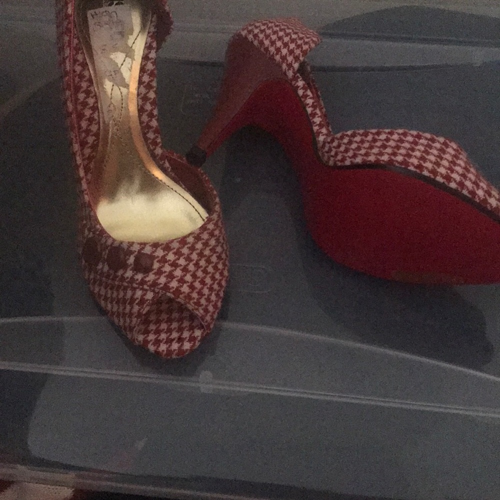 Red and white shoes